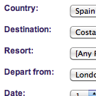 Dynamic Packaging Search Form