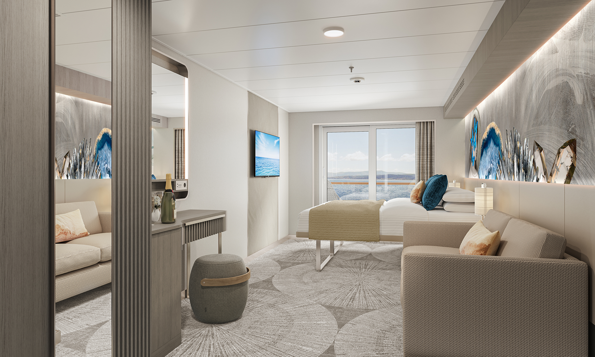 Forward Facing Club Balcony Suite cabin