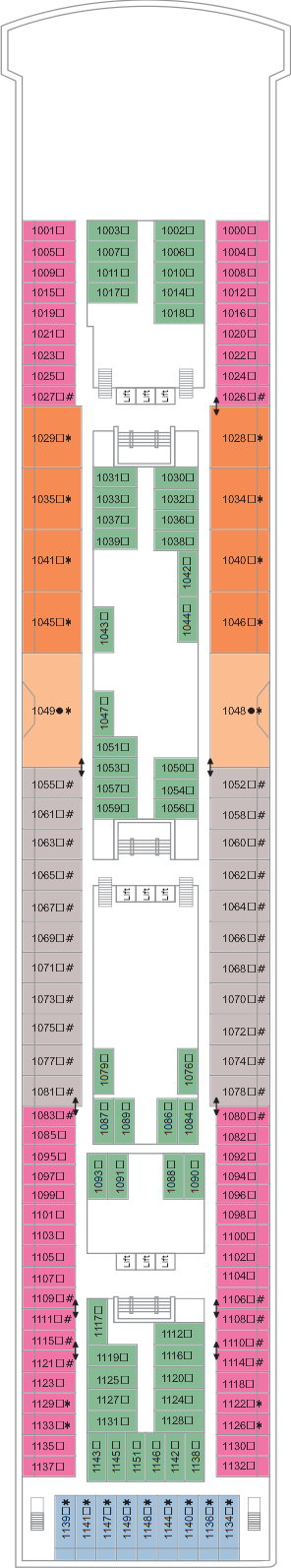 Deck Deck 10 plan for Marella Explorer 2
