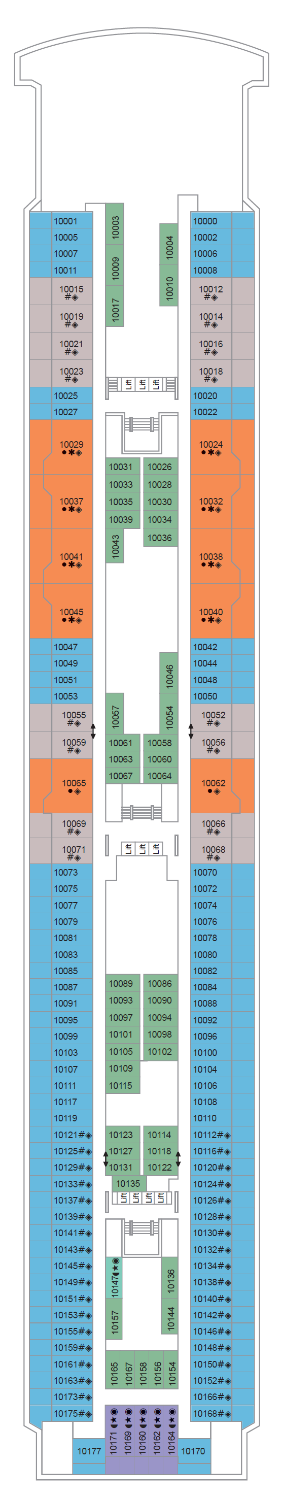 Deck Deck 10 plan for Marella Explorer