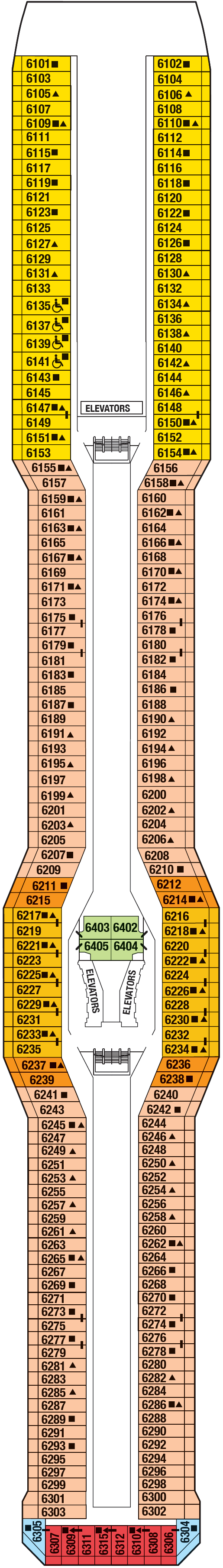 Deck CONTINENTAL DECK 6 plan for Celebrity Solstice
