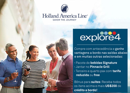 Vantagens a bordo e cruzeiro de qualidade? A Holland America tem tudo isso!