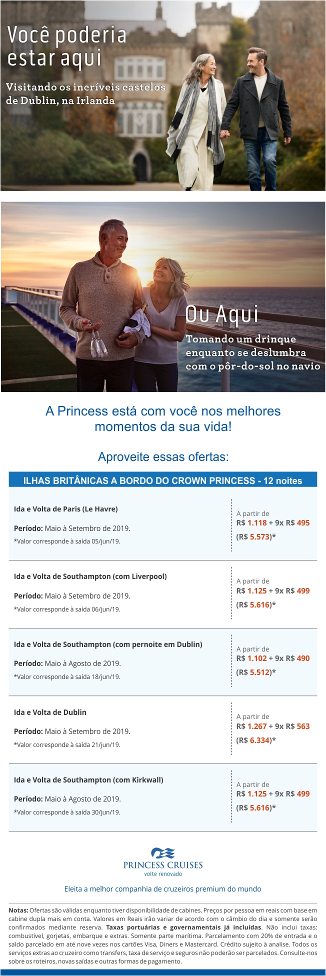 Princess – Cruzeiros pelas Ilhas Britânicas, aproveite promoções