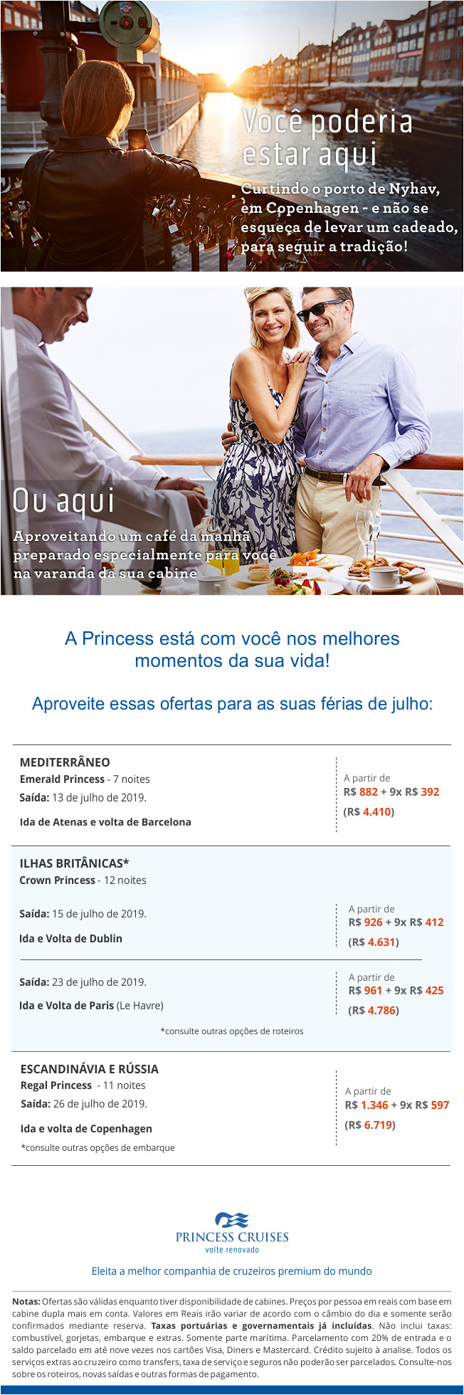 Princess – Cruzeiros especiais no verão europeu para as férias de julho.