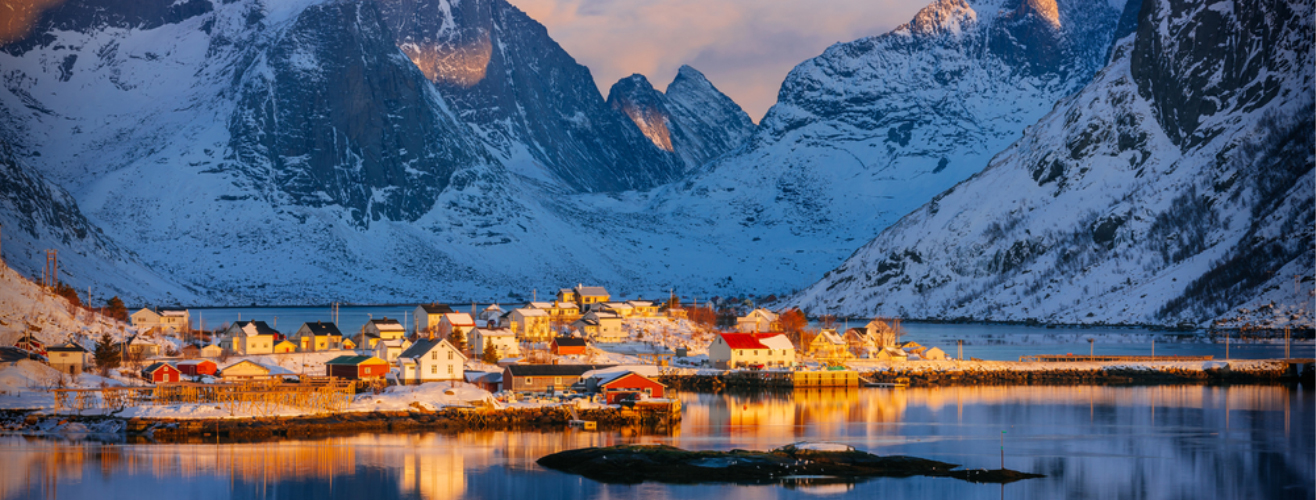 Scandinavian village in the mountains