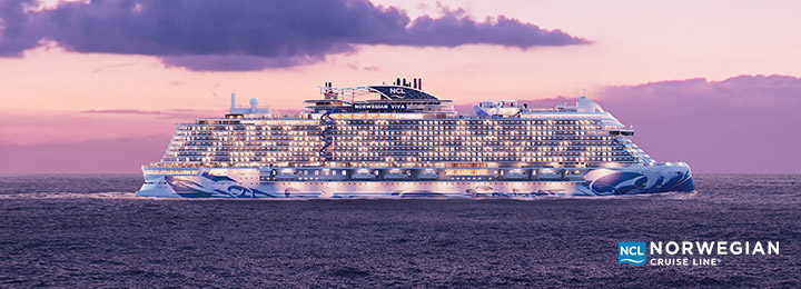 NCL Viva cruise ship at dusk