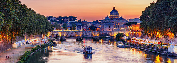 Rome canal during sunset