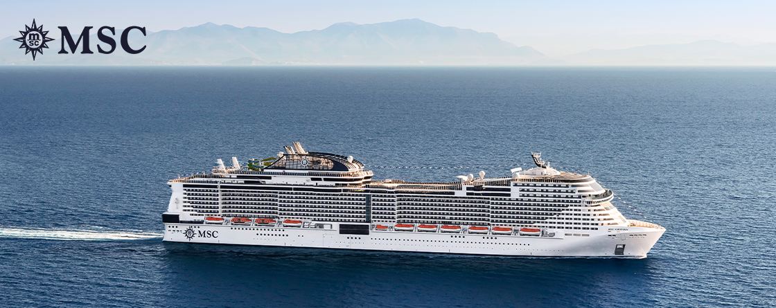MSC Virtuosa cruise ship aerial view