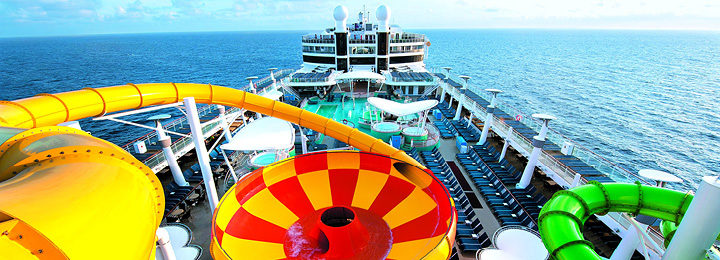 Norwegian Epic cruise ship deck with water slides