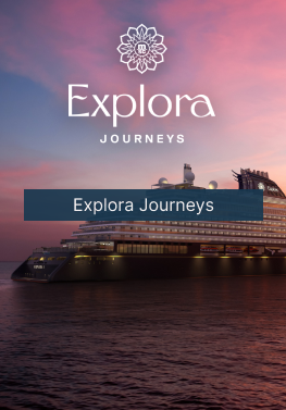 Explora Journeys cruise ship at sunset