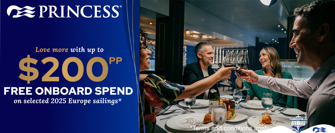 Princess Cruises $200 Free Onboard Spend