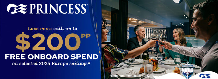 Princess Cruises $200 Free Onboard Spend