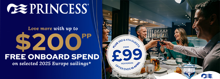 Princess Cruises Love More with up to $200 free onboard spend