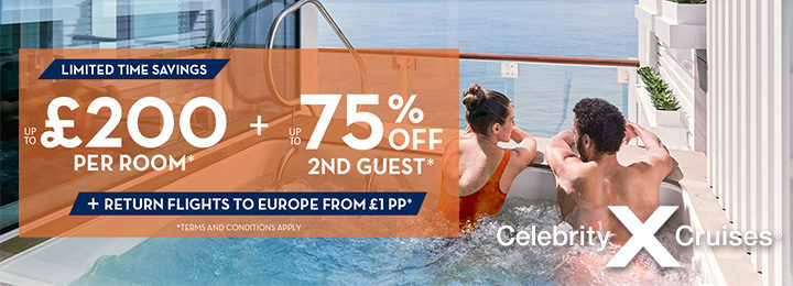 Celebrity up to $200 per room plus up to 75% off second guest